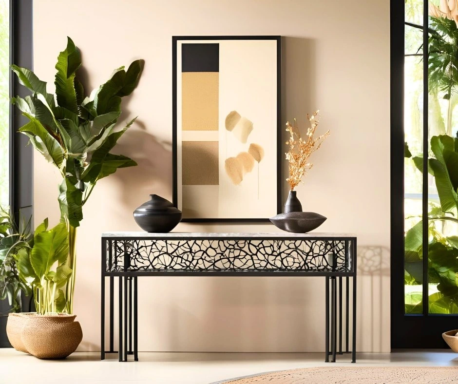 This is an elegant lava stone console table. Made in Italy from premium lava stone.
