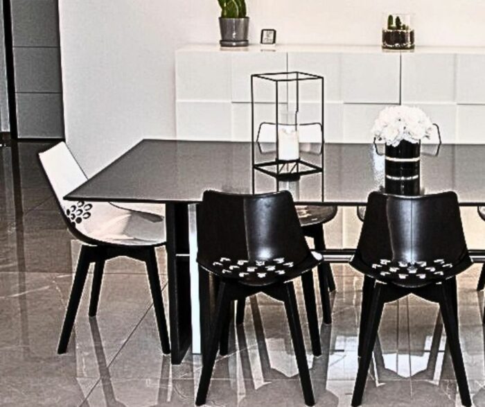 Elegantico Black Slate Lava Stone Table