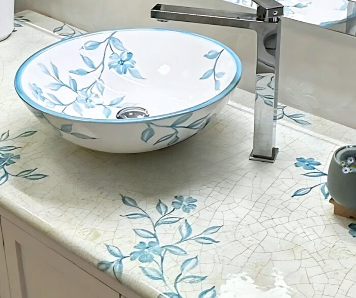 Elegantico Blue Blossom Lava Stone Bathroom Vanities