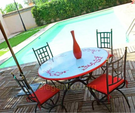 Elegantico Red Coral Lava Stone Table