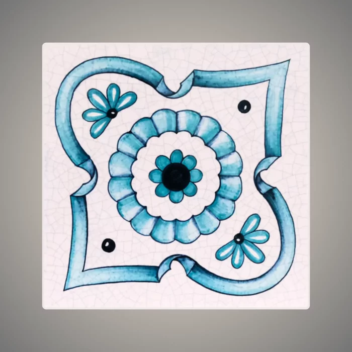 This is an enamel glazed lava stone tile inspired by the Mediterranean bleu waters.
